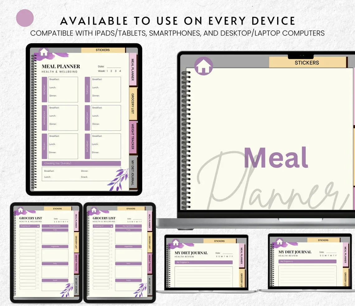 🥗 Meal Planner Digital Journal – Food, Grocery & Nutrition Tracker