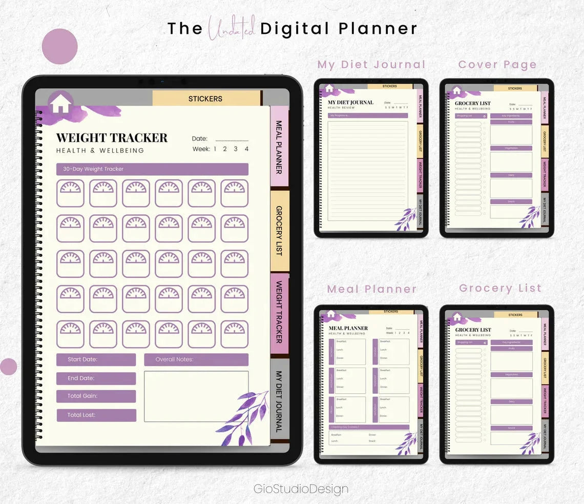 🥗 Meal Planner Digital Journal – Food, Grocery & Nutrition Tracker